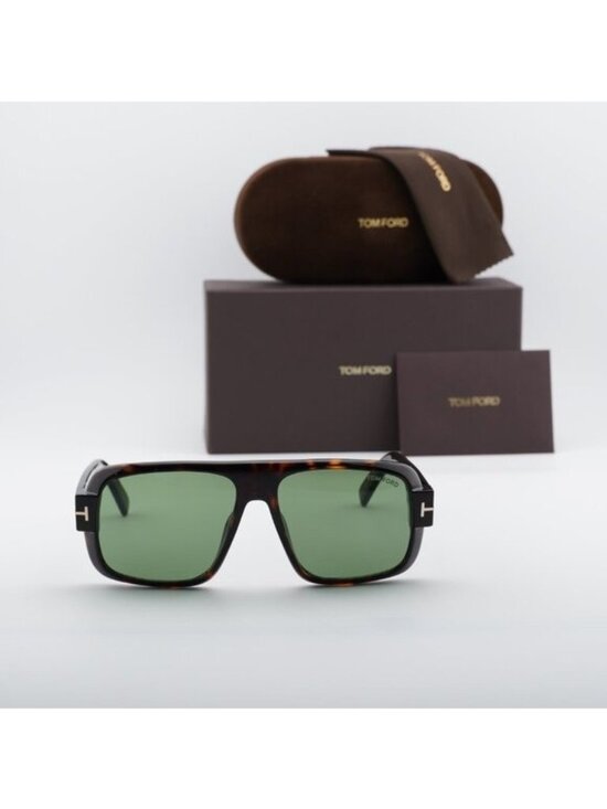 Tom Ford Turner FT1101 52N Shield Sunglasses - Dark Havana/Green main image 5